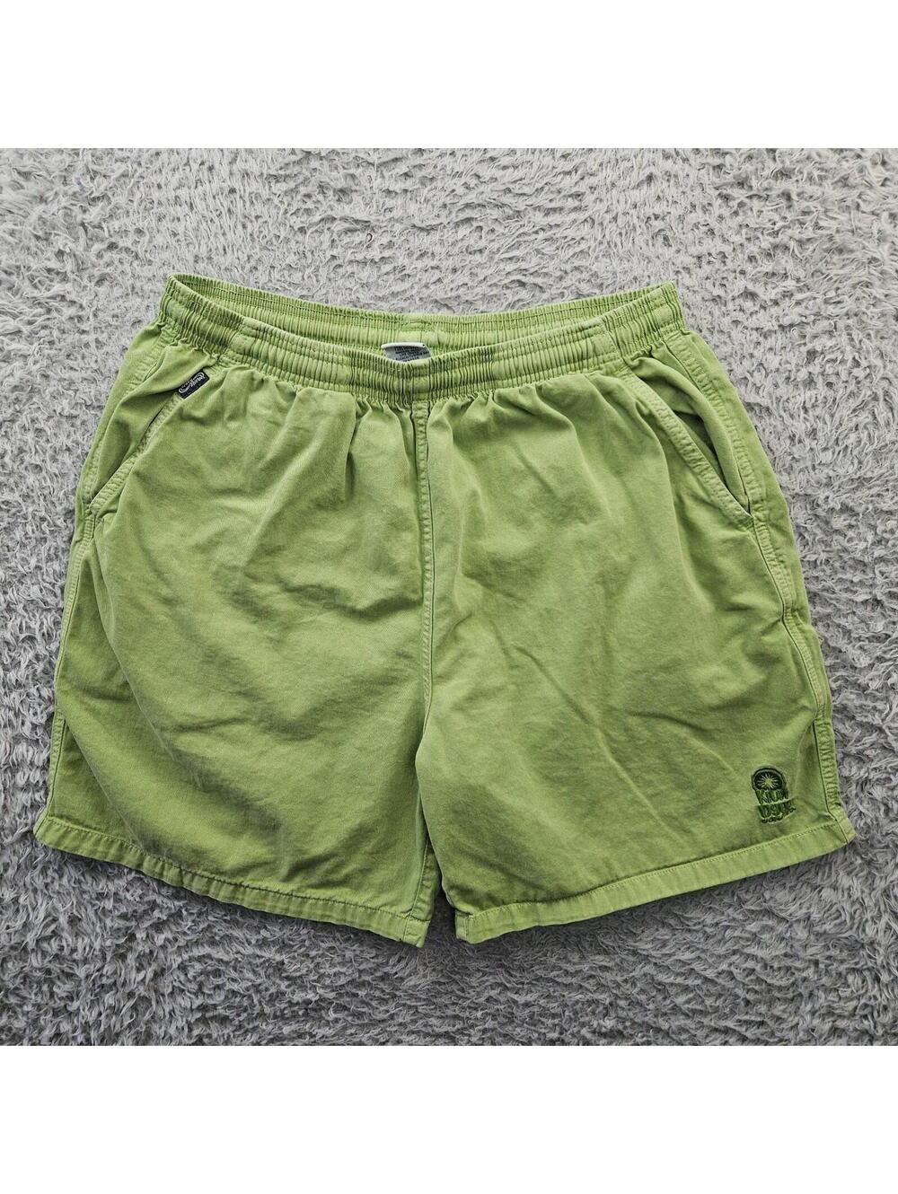 Crazy Shirts Vintage Shorts XL (Fits 32-36) 6" Ins Pleated 90s Kiwi Dyed Green